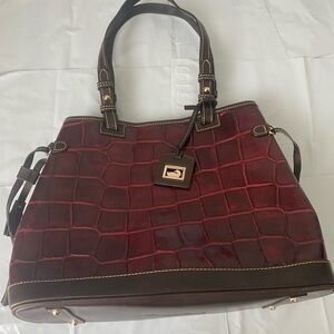 Dooney & Bourke Double Strap Tassel Bag in burgundy